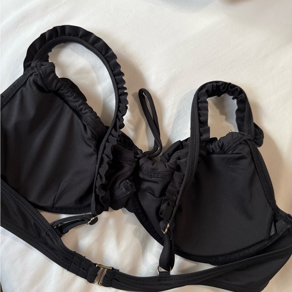 Black Ruffled Bikini Set - Picture 3 of 7